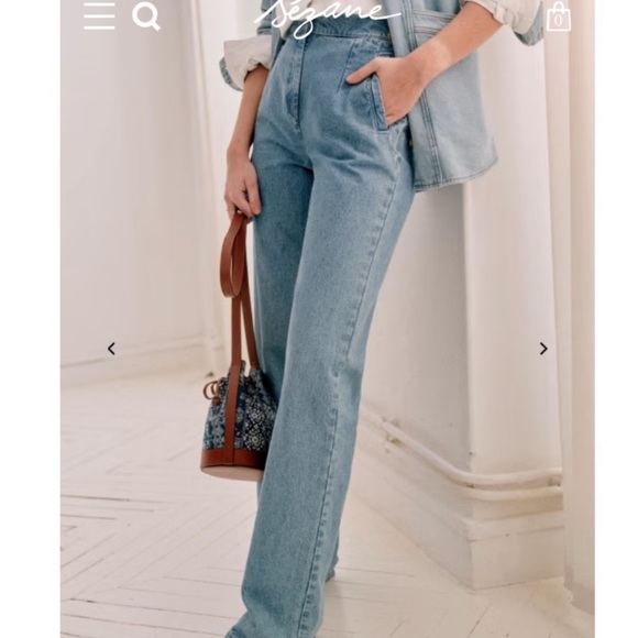 Sezane Pants - SEZANE Martin Trousers Chambray Organic Cotton